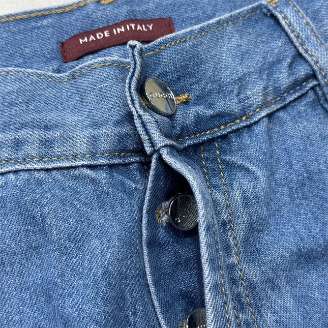 Gucci Light Blue Denim Jeans with Web Cuff Detail