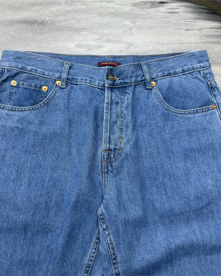 Gucci Light Blue Denim Jeans with Web Cuff Detail