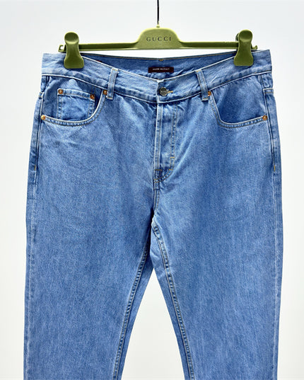 Gucci Light Blue Denim Jeans with Web Cuff Detail