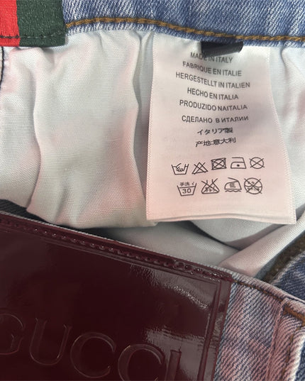 Gucci Light Wash Jeans with GG Cuff & Web Detail