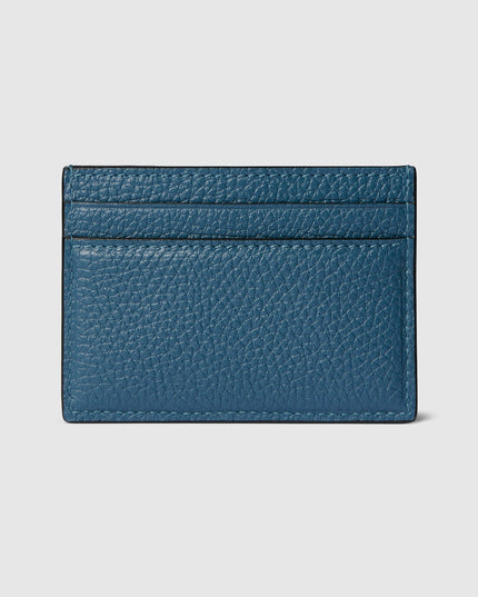 Gucci Logo Blue Grainy Leather Card Case