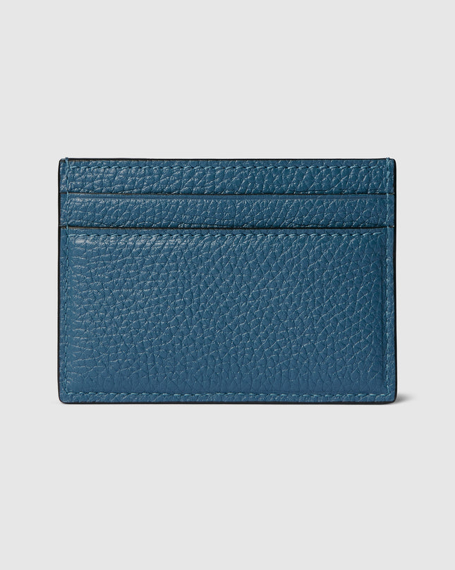 Gucci Logo Blue Grainy Leather Card Case