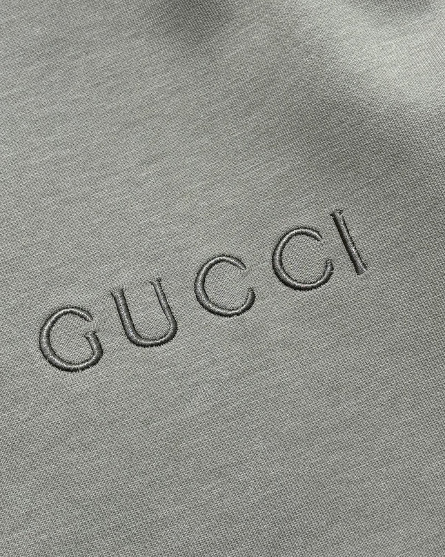 Gucci Logo‑Embroidered Cotton‑Blend Jersey Hoodie (Army Green)