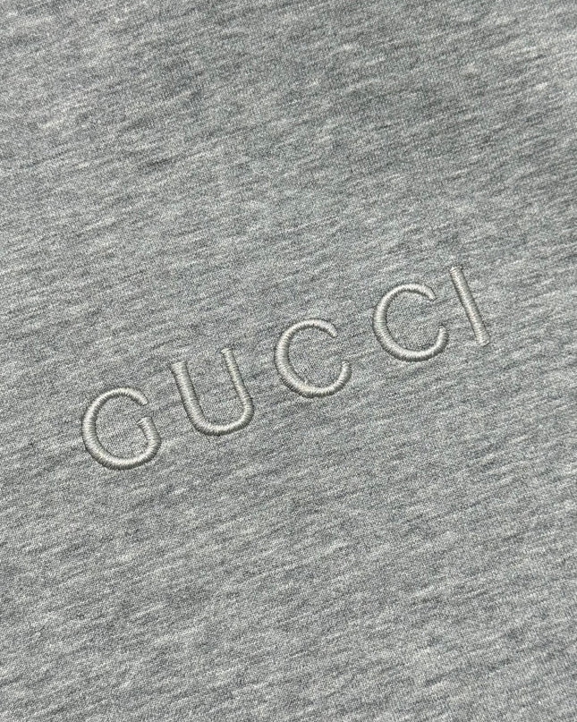 Gucci Logo‑Embroidered Zip Hoodie in Light Grey