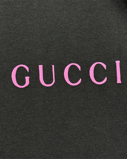 Gucci Logo‑print Cotton‑jersey T‑shirt in Black and Pink