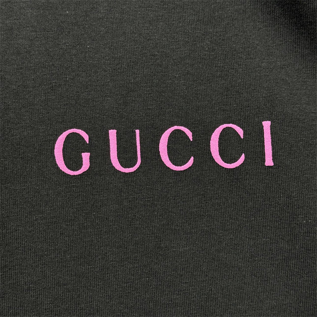 Gucci Logo‑print Cotton‑jersey T‑shirt in Black and Pink