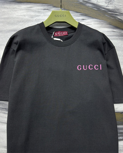 Gucci Logo‑print Cotton‑jersey T‑shirt in Black and Pink