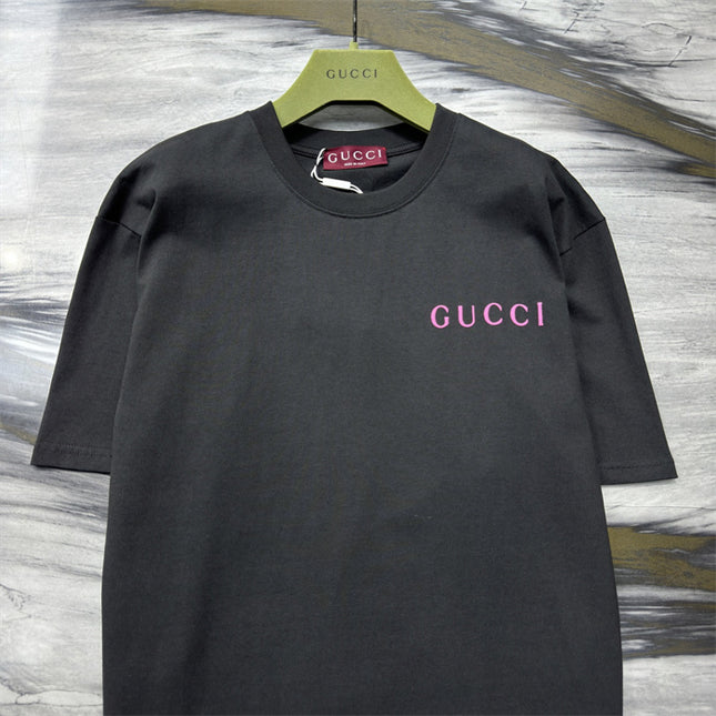 Gucci Logo‑print Cotton‑jersey T‑shirt in Black and Pink