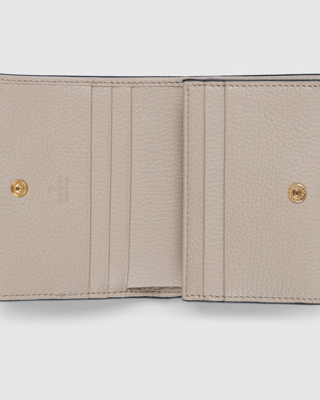Gucci Marmont Beige Leather & GG Supreme Mini Wallet