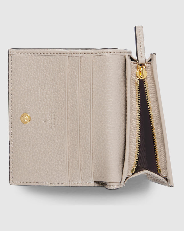 Gucci Marmont Beige Leather & GG Supreme Mini Wallet