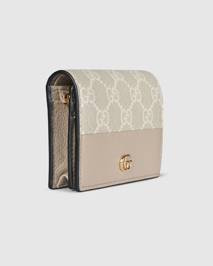 Gucci Marmont Beige Leather & GG Supreme Mini Wallet