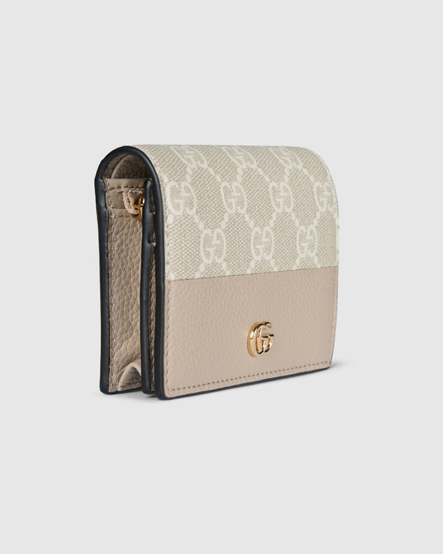 Gucci Marmont Beige Leather & GG Supreme Mini Wallet