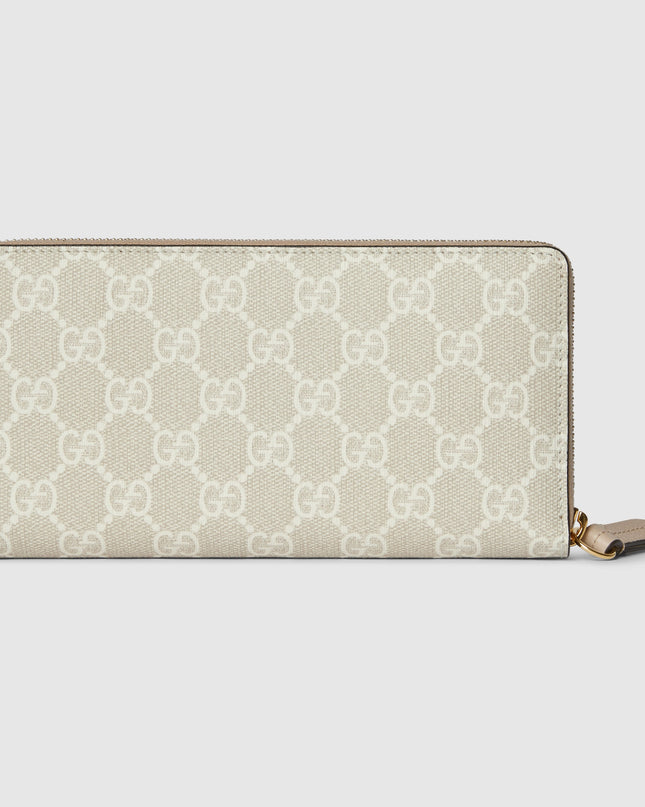 Gucci Marmont Beige Leather & Supreme Zip Around Wallet