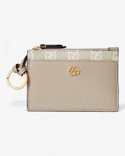 Gucci Marmont Beige Leather & Supreme Zip Key Pouch