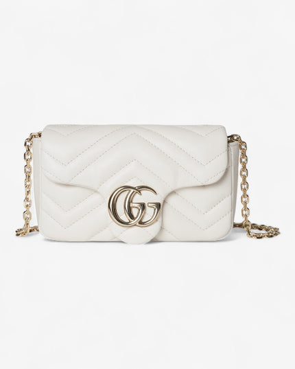 Gucci GG Marmont Belt Bag 699757 – White Matelassé Leather