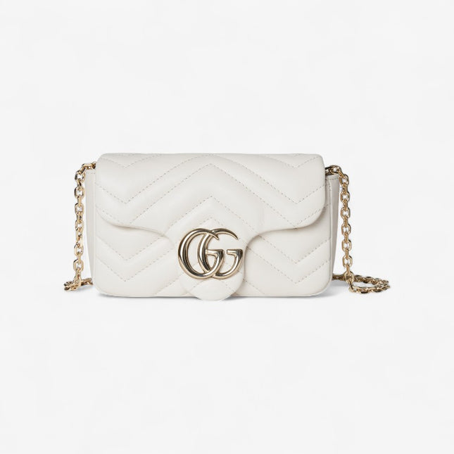 Gucci GG Marmont Belt Bag 699757 – White Matelassé Leather