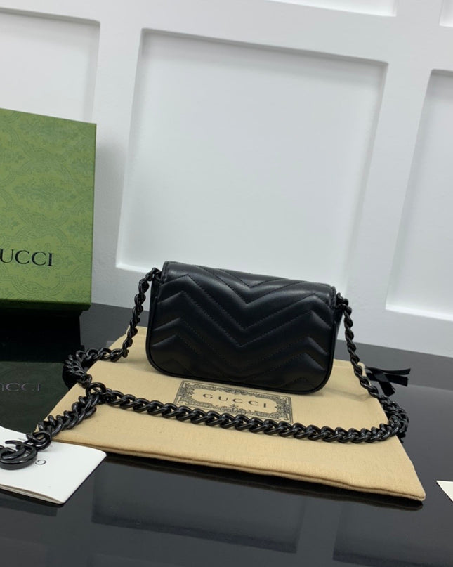 Gucci GG Marmont Medium Shoulder Bag – Black Matelassé Leather