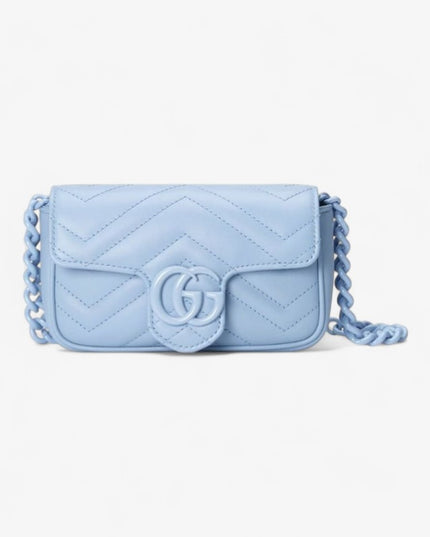 Gucci Marmont Belt Bag 699757 – Pastel Blue Matelassé Leather