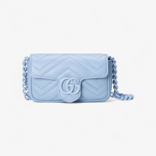 Gucci Marmont Belt Bag 699757 – Pastel Blue Matelassé Leather