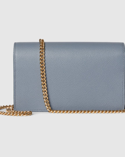 Gucci Marmont Bi-Color Leather Wallet on Chain