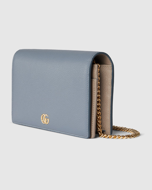 Gucci Marmont Bi-Color Leather Wallet on Chain