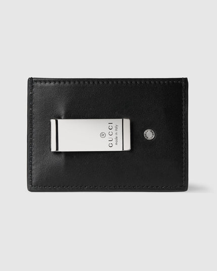 Gucci Marmont Black Leather Card Case with Money Clip