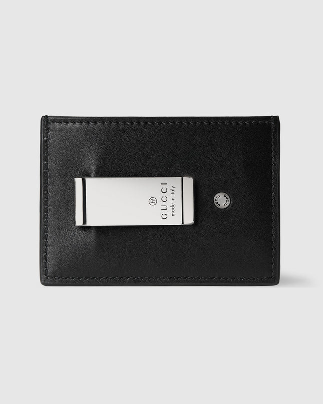 Gucci Marmont Black Leather Card Case with Money Clip