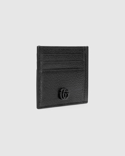 Gucci Marmont Black Leather Card Case with Tonal Resin Double