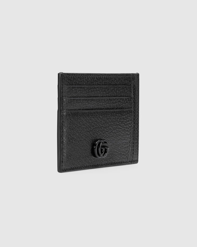 Gucci Marmont Black Leather Card Case with Tonal Resin Double