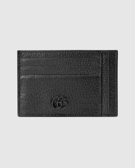 Gucci Marmont Black Leather Card Case with Tonal Resin Double