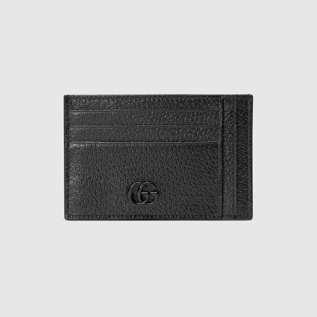 Gucci Marmont Black Leather Card Case with Tonal Resin Double
