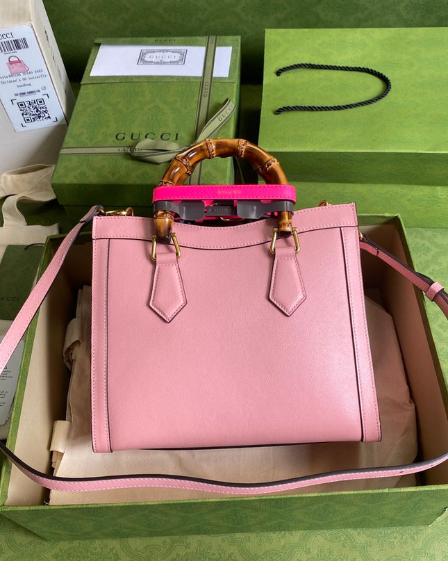 Gucci Marmont Leather Small Tote Bag with Bamboo Handles