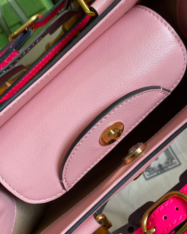 Gucci Marmont Leather Small Tote Bag with Bamboo Handles