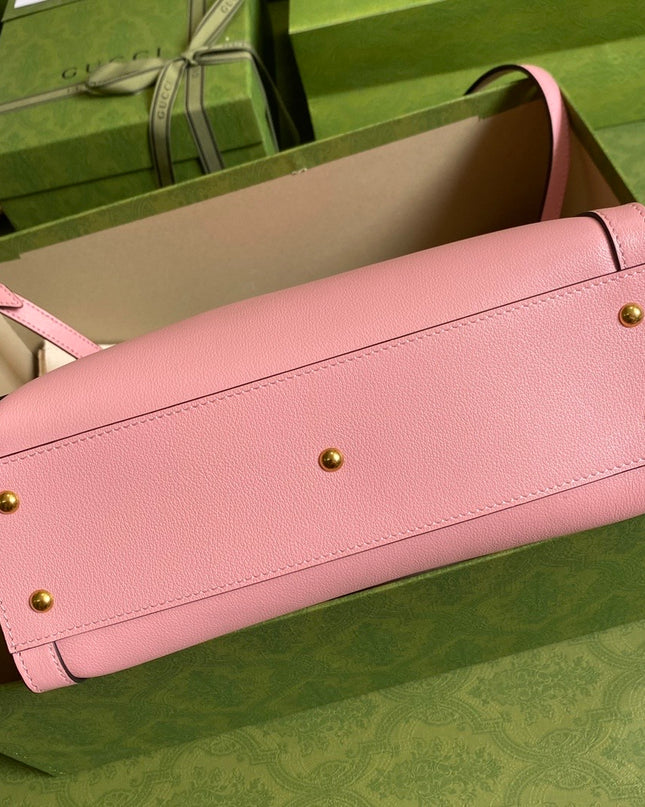 Gucci Marmont Leather Small Tote Bag with Bamboo Handles
