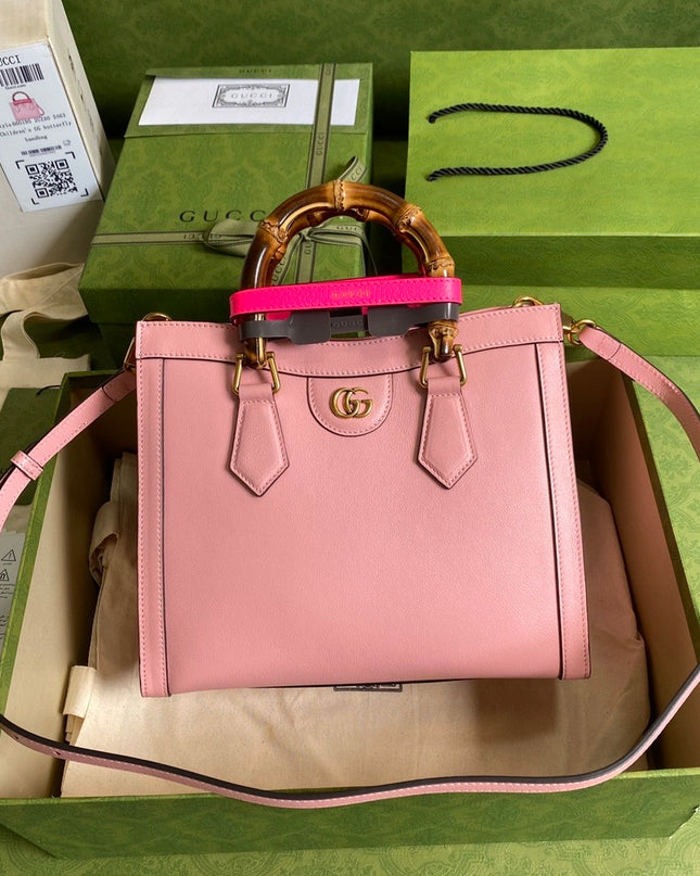 Gucci Marmont Leather Small Tote Bag with Bamboo Handles