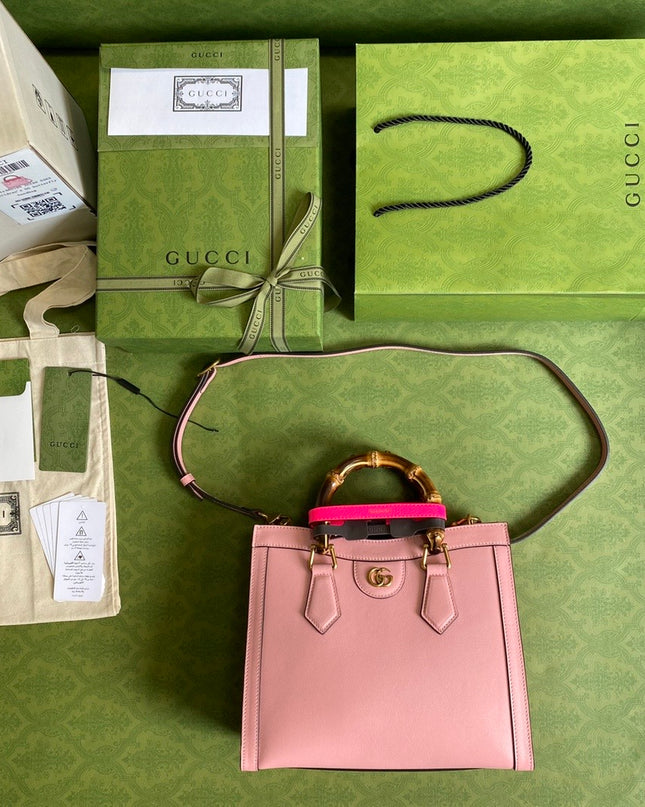 Gucci Marmont Leather Small Tote Bag with Bamboo Handles