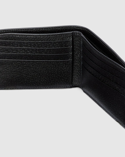 Gucci Marmont Double Black Leather Bi-Fold Wallet with Tonal Resin