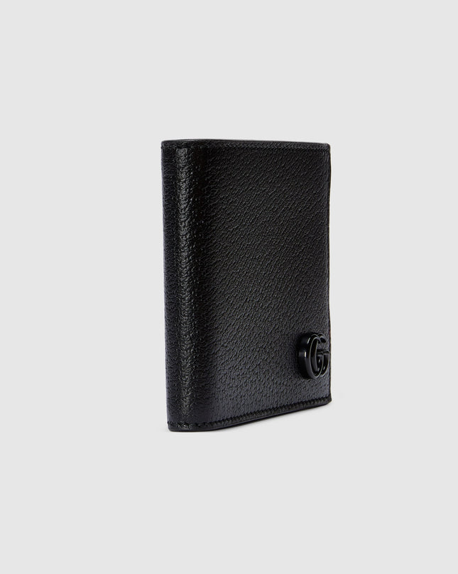 Gucci Marmont Double Black Leather Bi-Fold Wallet with Tonal Resin