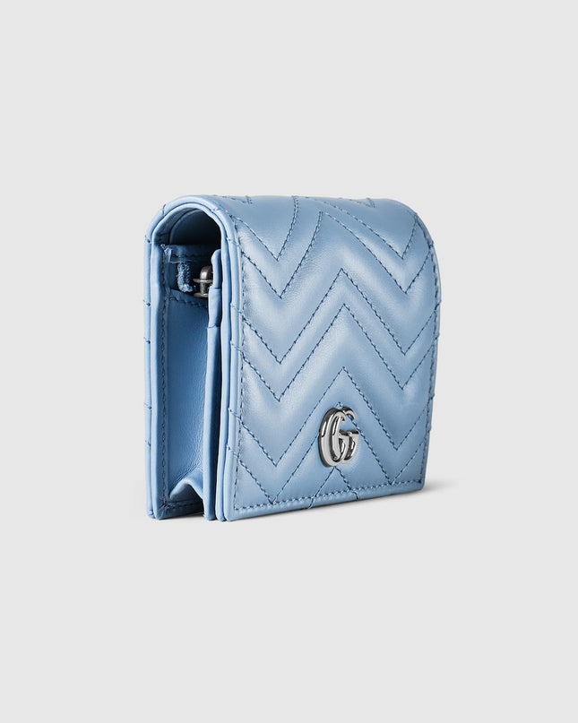 Gucci Marmont Light Blue Chevron Leather Wallet