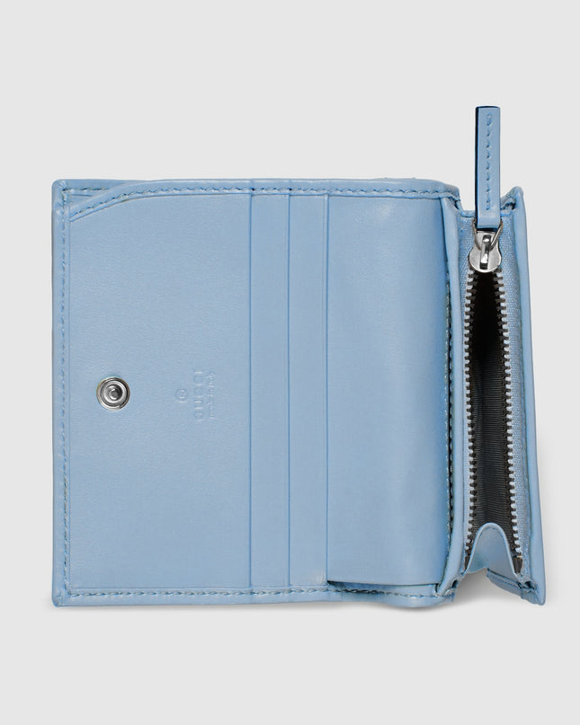 Gucci Marmont Light Blue Chevron Leather Wallet