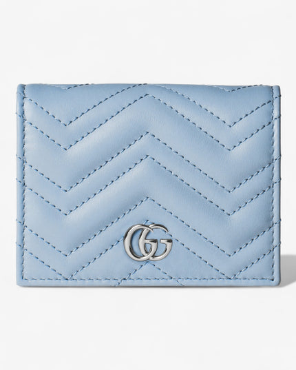 Gucci Marmont Light Blue Chevron Leather Wallet