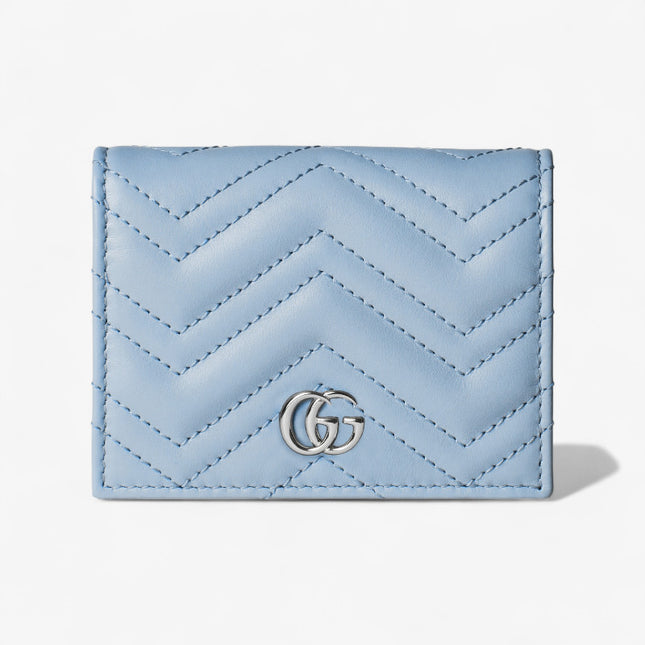 Gucci Marmont Light Blue Chevron Leather Wallet