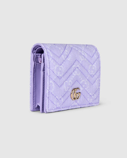Gucci Marmont Lilac Chevron Denim Wallet