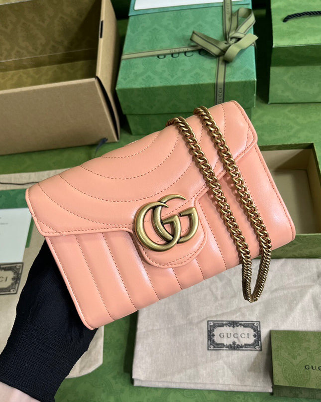 Gucci Marmont Matelassé Mini Bag 474575 – Pink Leather