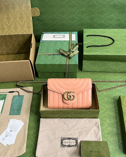 Gucci Marmont Matelassé Mini Bag 474575 – Pink Leather
