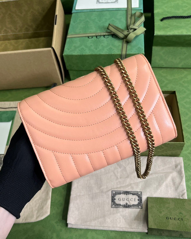 Gucci Marmont Matelassé Mini Bag 474575 – Pink Leather