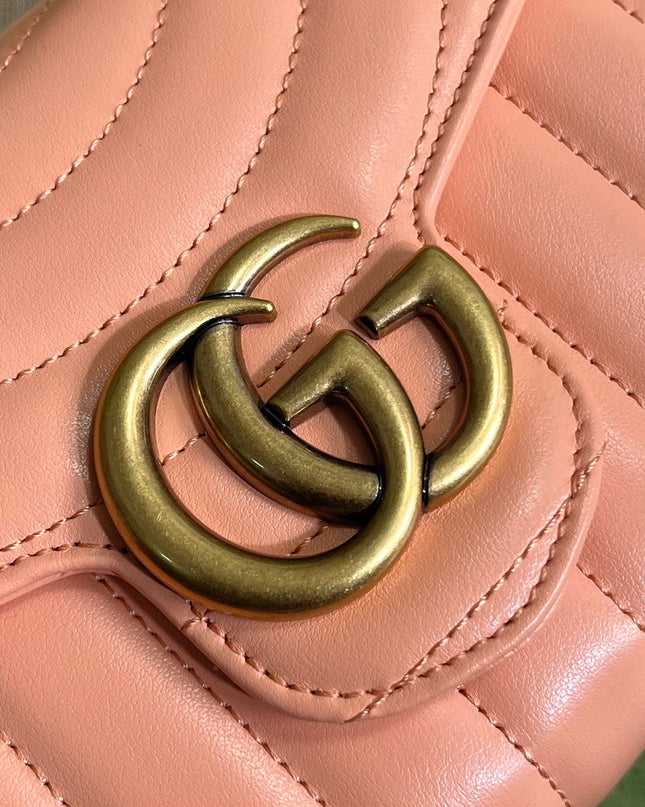 Gucci Marmont Matelassé Mini Bag 474575 – Pink Leather