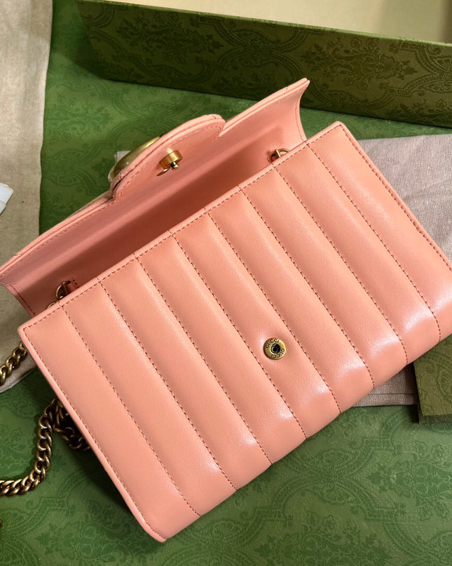 Gucci Marmont Matelassé Mini Bag 474575 – Pink Leather