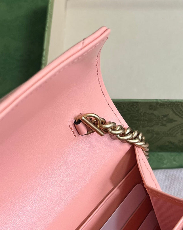 Gucci Marmont Matelassé Mini Bag 474575 – Pink Leather