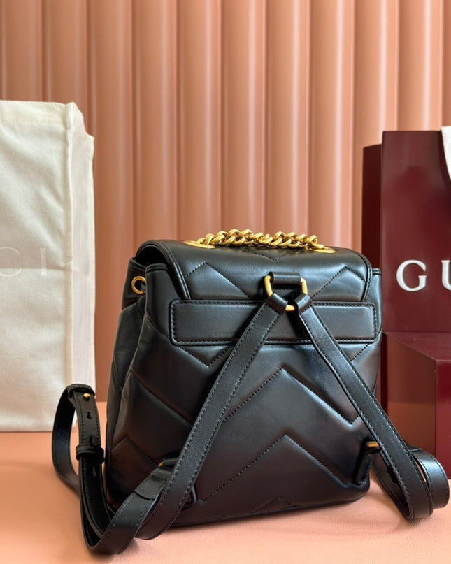 Gucci Marmont Mini Backpack 777253 – Black Matelassé Leather